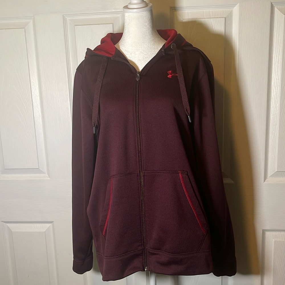 UNDER ARMOUR HOODED ZIPPER SWEATSHIRT Maroon Sz M